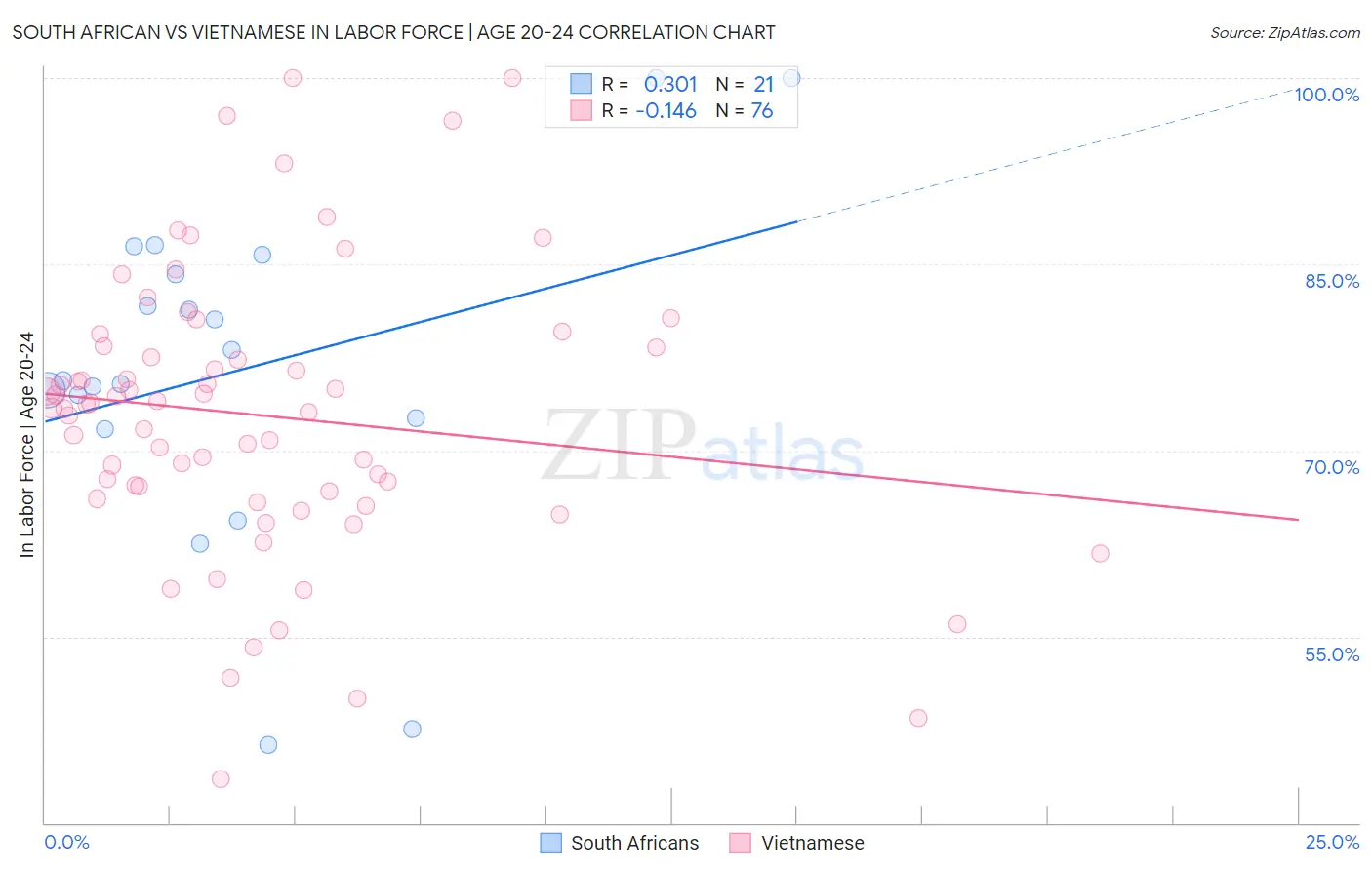 South African vs Vietnamese In Labor Force | Age 20-24