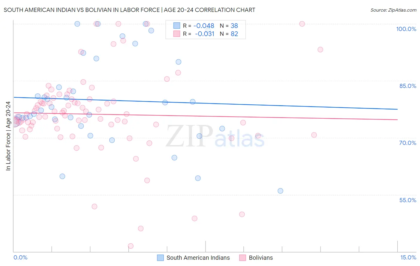 South American Indian vs Bolivian In Labor Force | Age 20-24