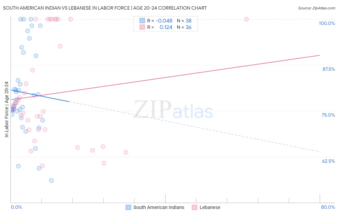 South American Indian vs Lebanese In Labor Force | Age 20-24