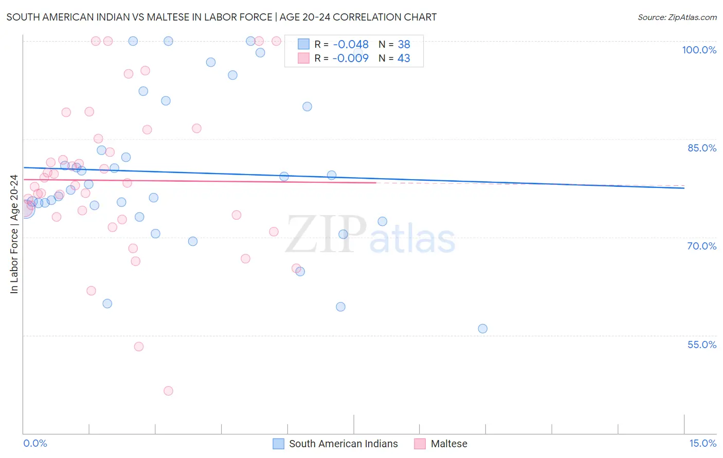 South American Indian vs Maltese In Labor Force | Age 20-24