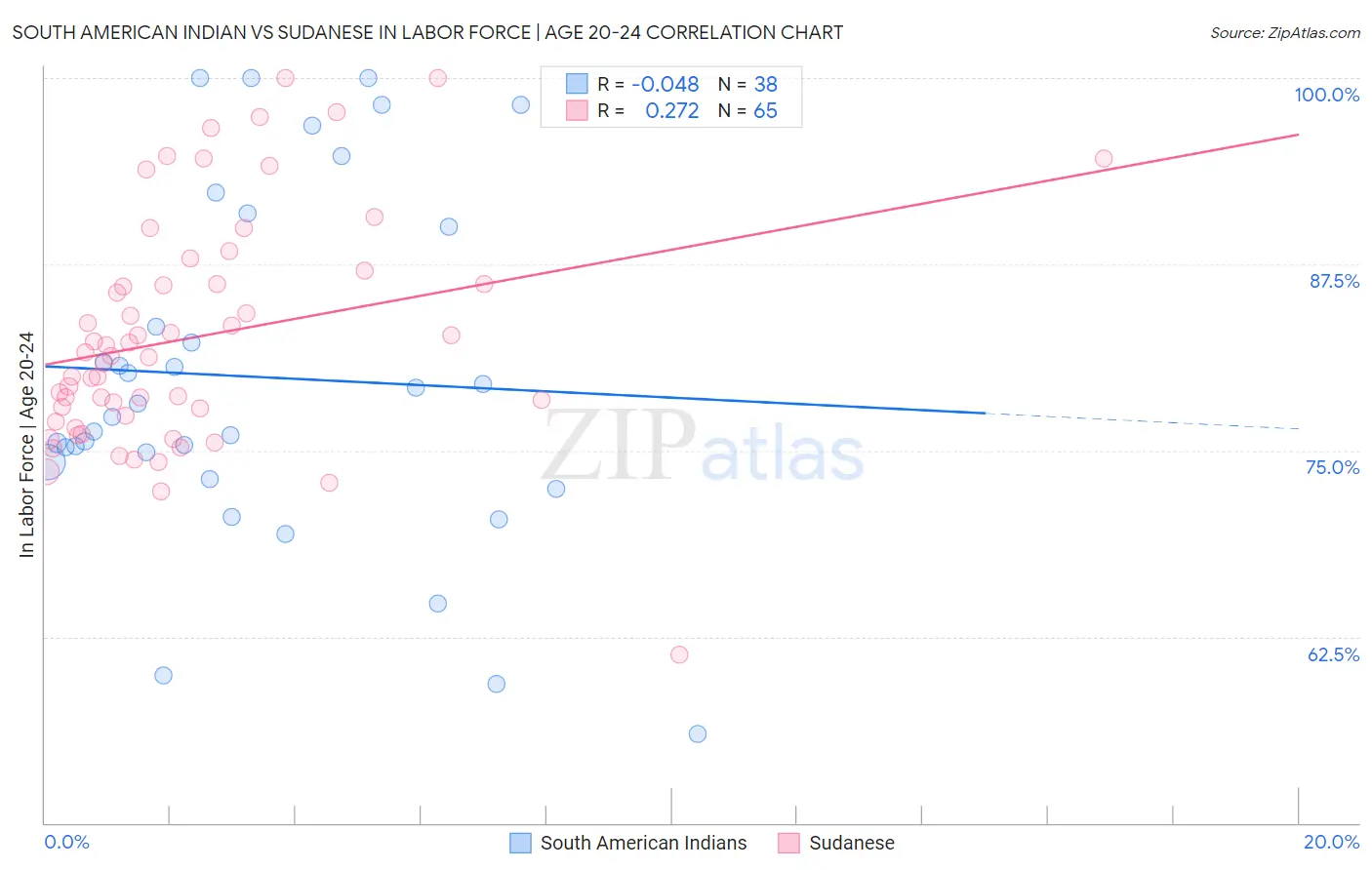 South American Indian vs Sudanese In Labor Force | Age 20-24