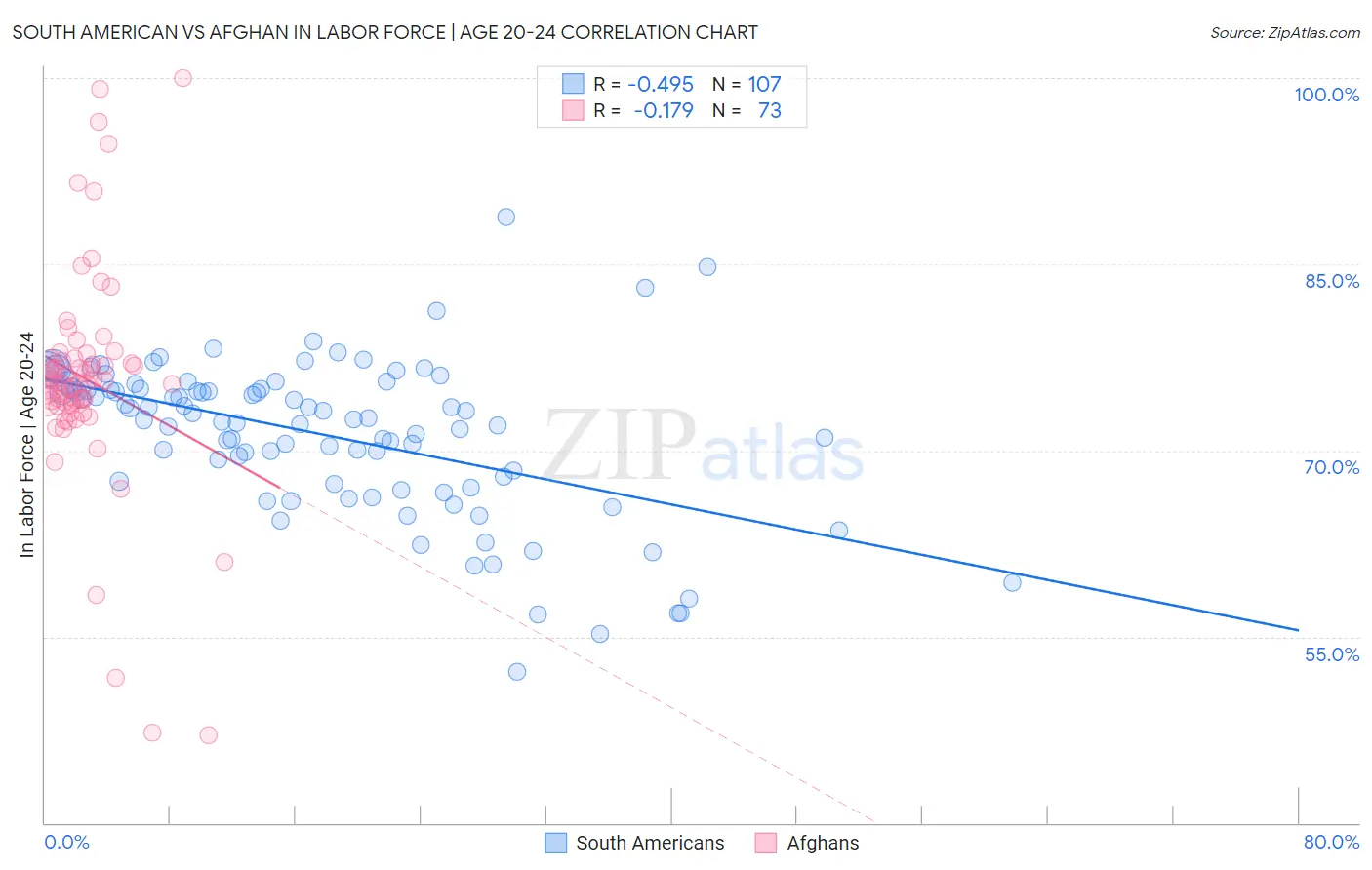 South American vs Afghan In Labor Force | Age 20-24