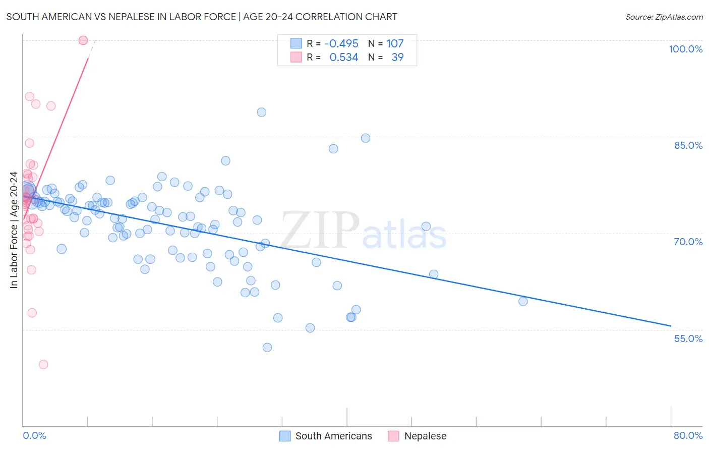 South American vs Nepalese In Labor Force | Age 20-24