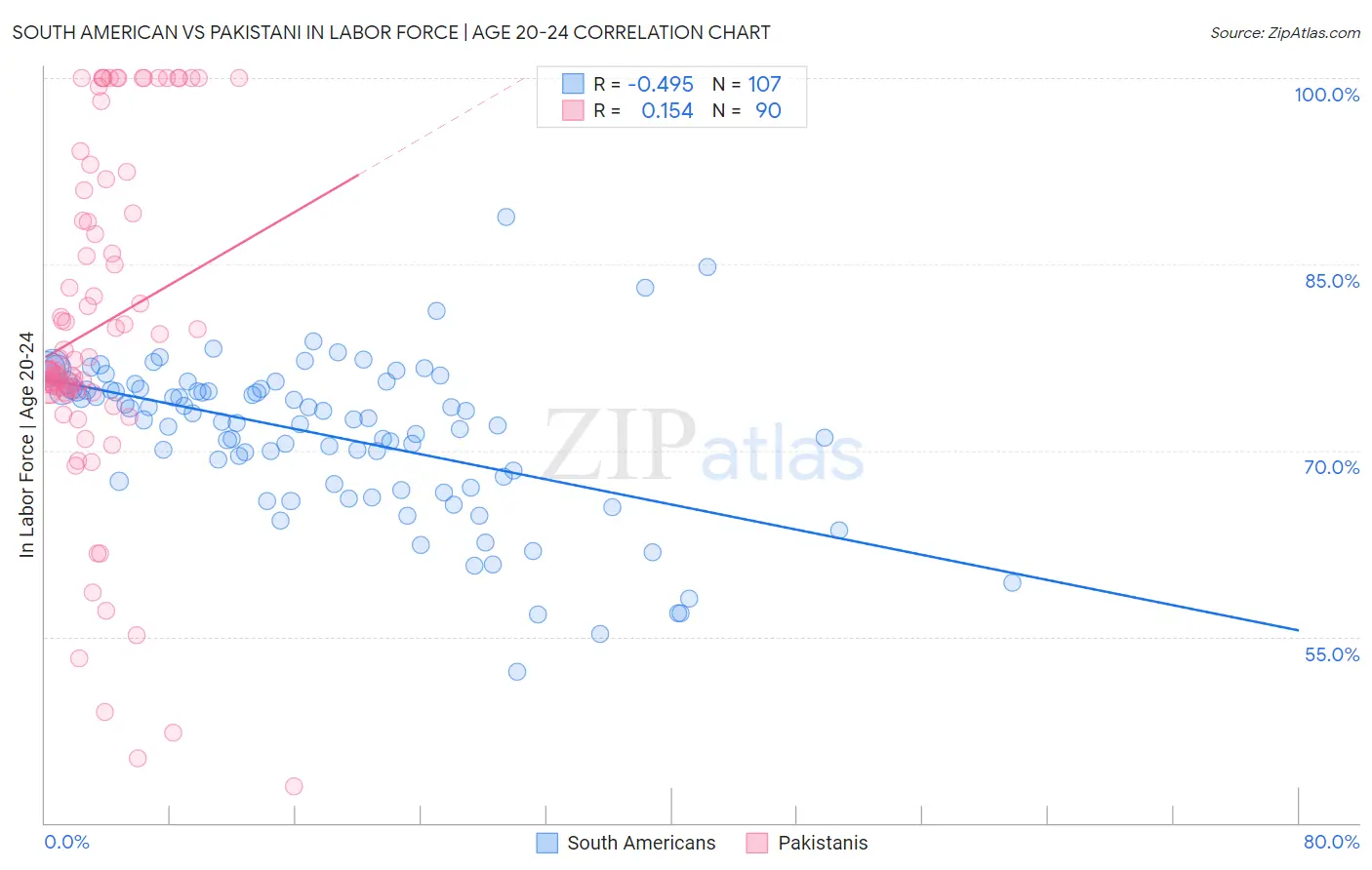 South American vs Pakistani In Labor Force | Age 20-24