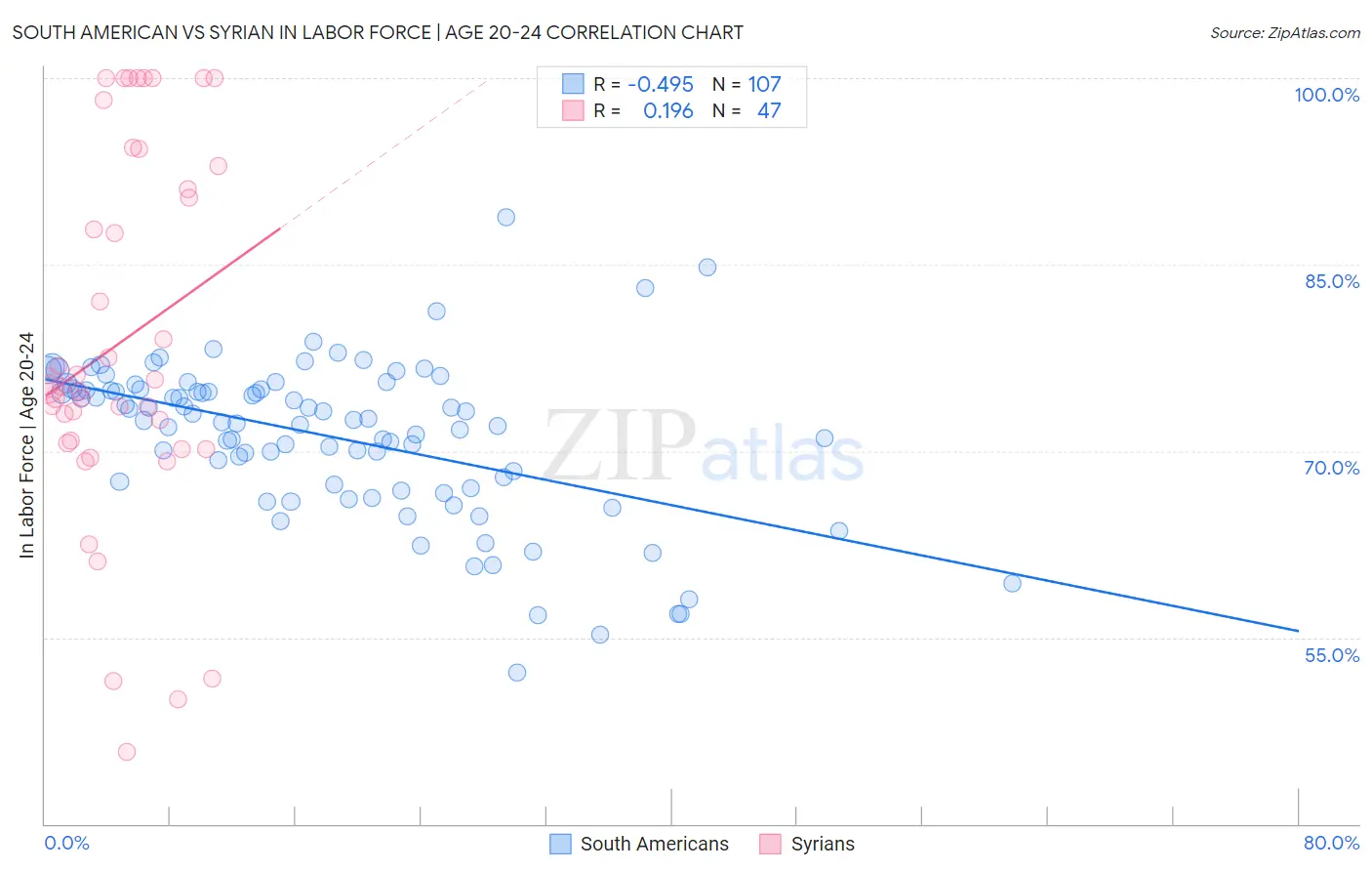 South American vs Syrian In Labor Force | Age 20-24