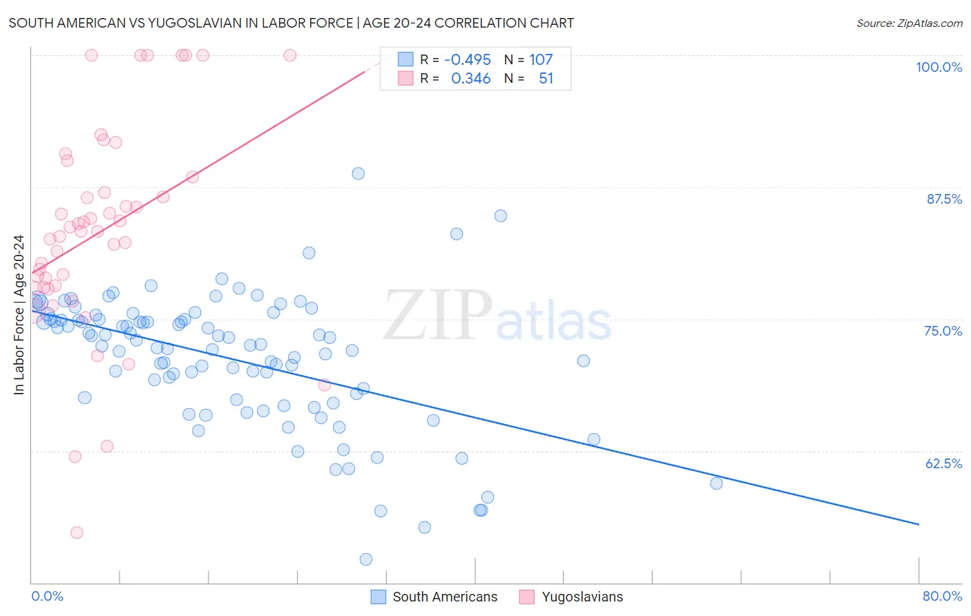 South American vs Yugoslavian In Labor Force | Age 20-24