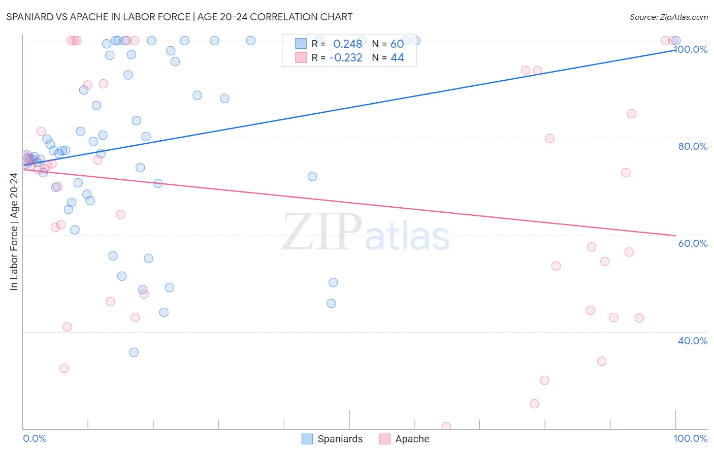 Spaniard vs Apache In Labor Force | Age 20-24