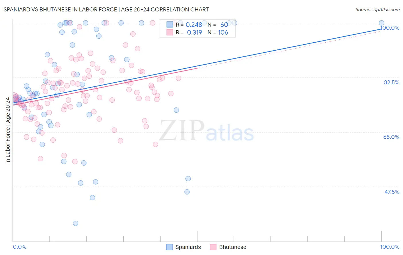 Spaniard vs Bhutanese In Labor Force | Age 20-24