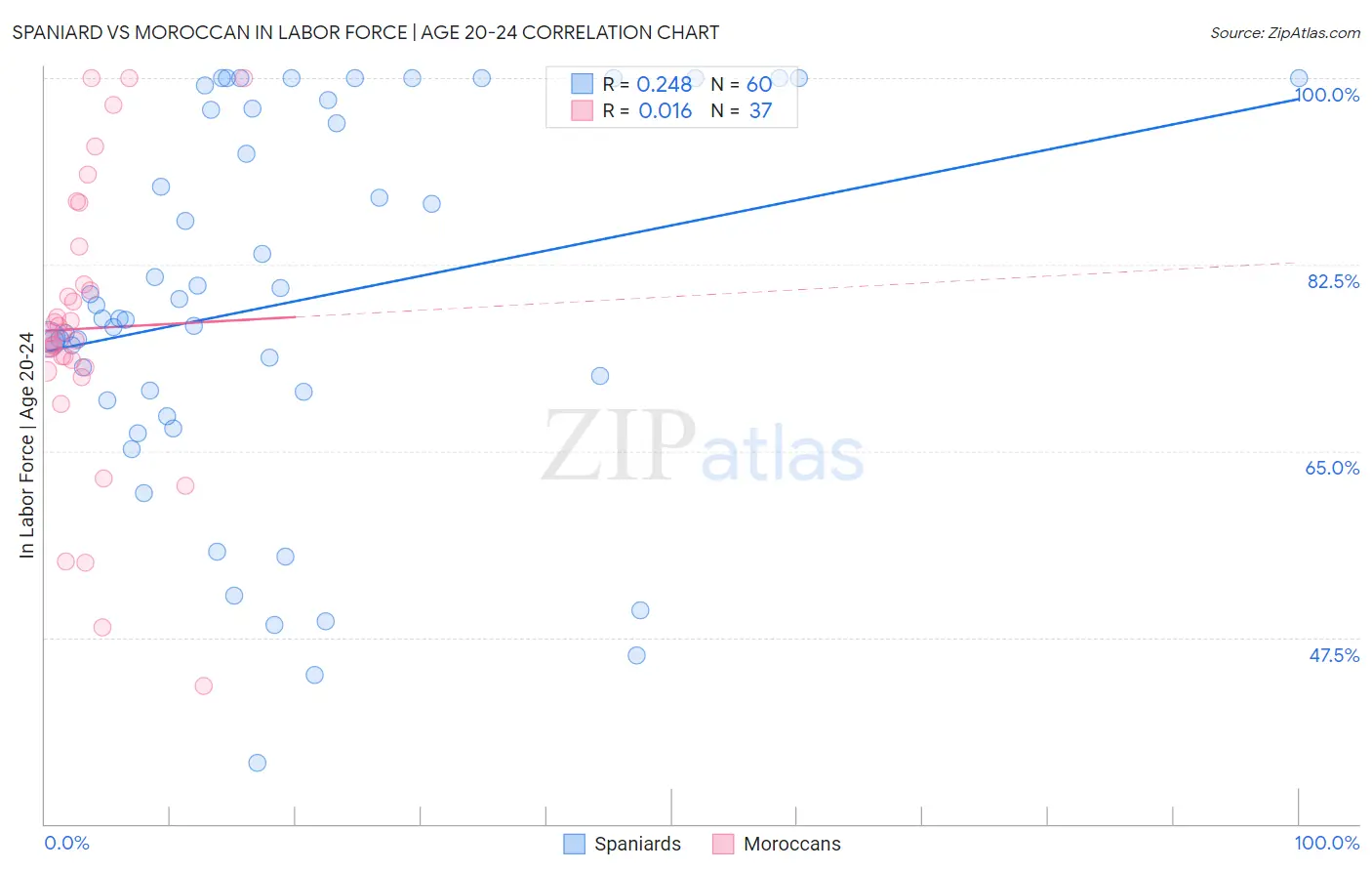 Spaniard vs Moroccan In Labor Force | Age 20-24