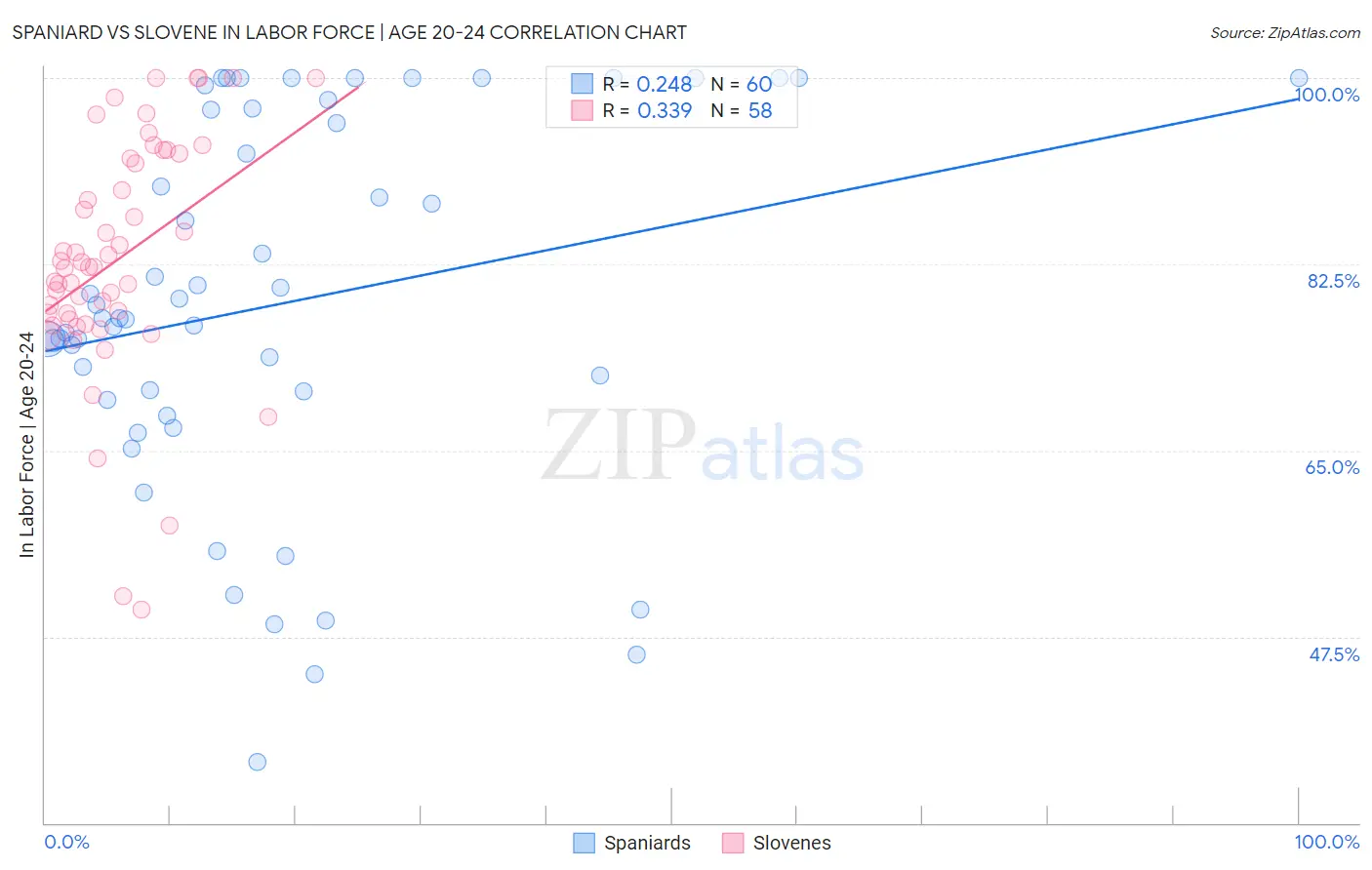 Spaniard vs Slovene In Labor Force | Age 20-24