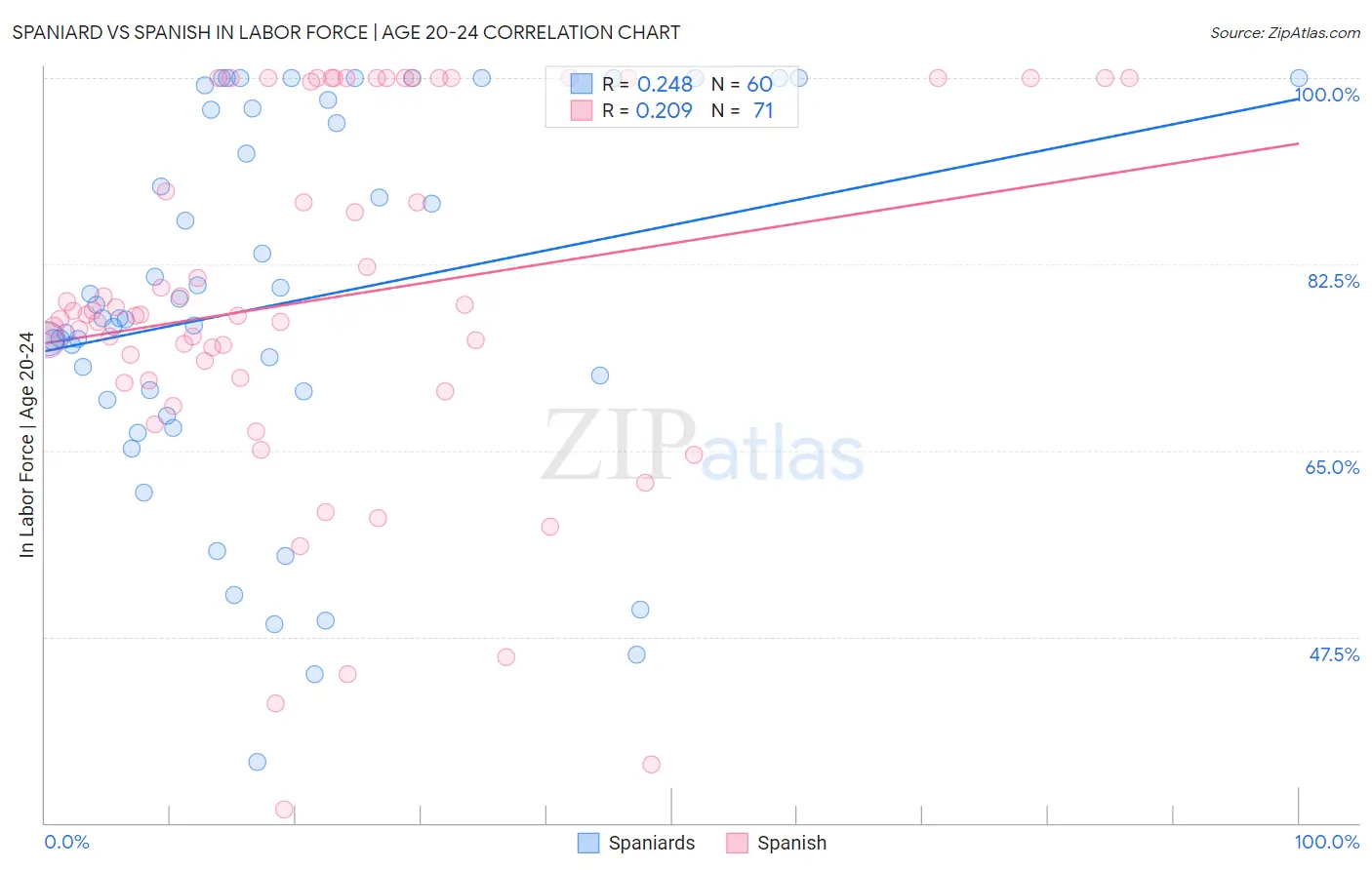 Spaniard vs Spanish In Labor Force | Age 20-24