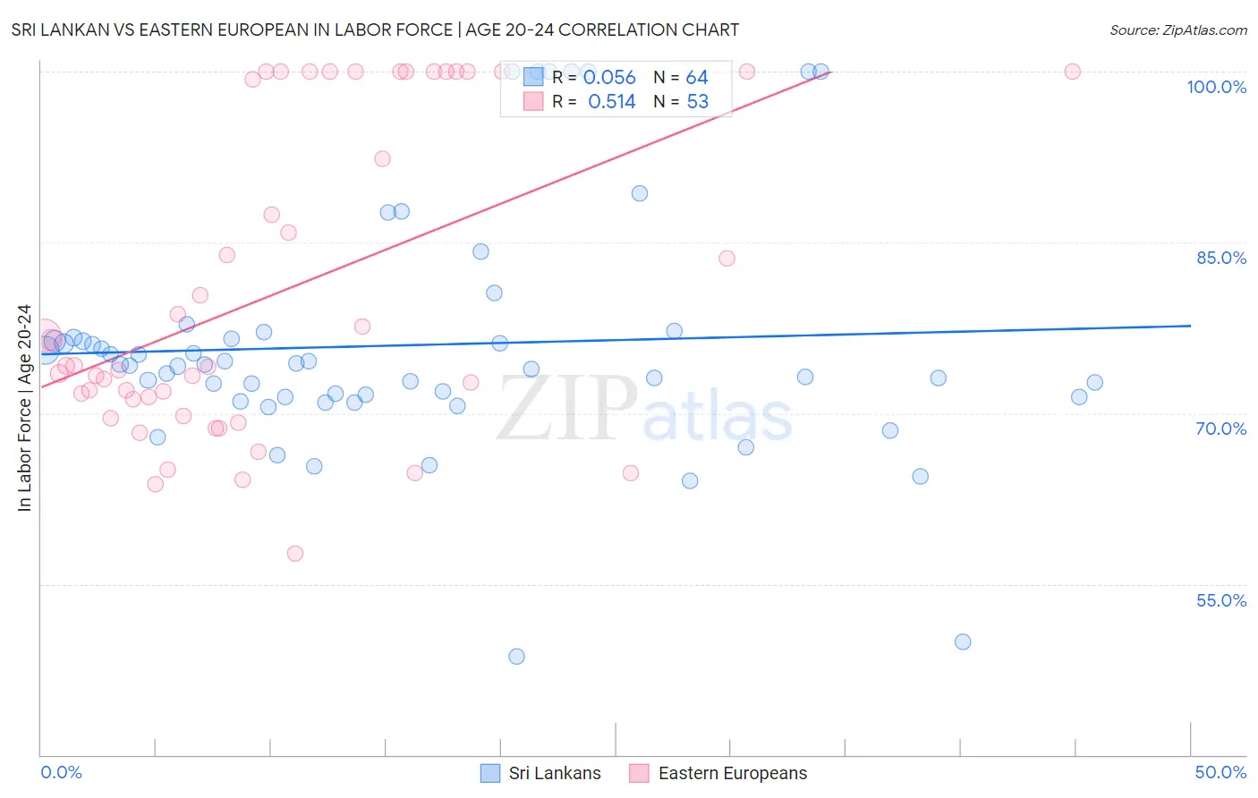 Sri Lankan vs Eastern European In Labor Force | Age 20-24