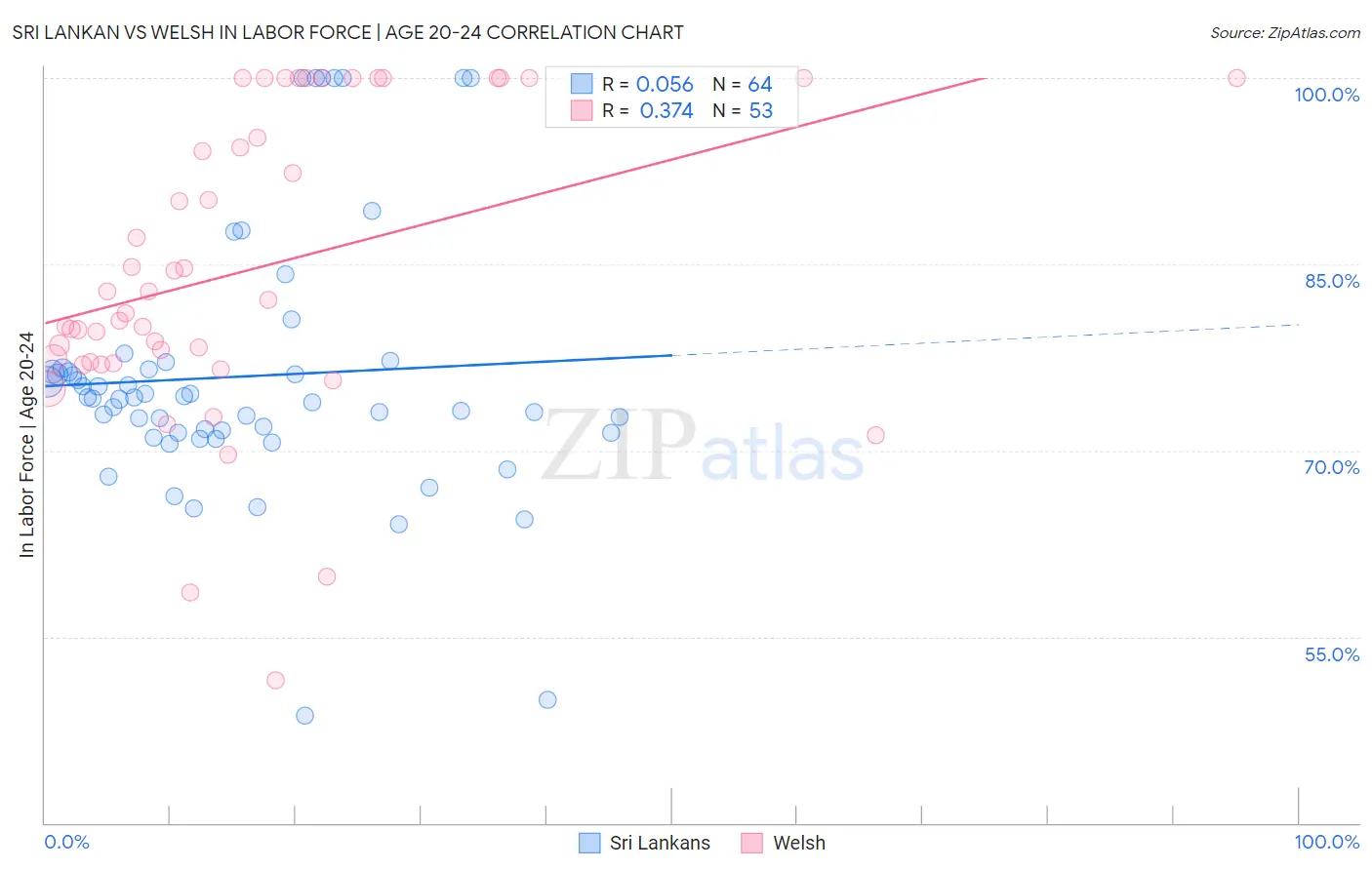Sri Lankan vs Welsh In Labor Force | Age 20-24