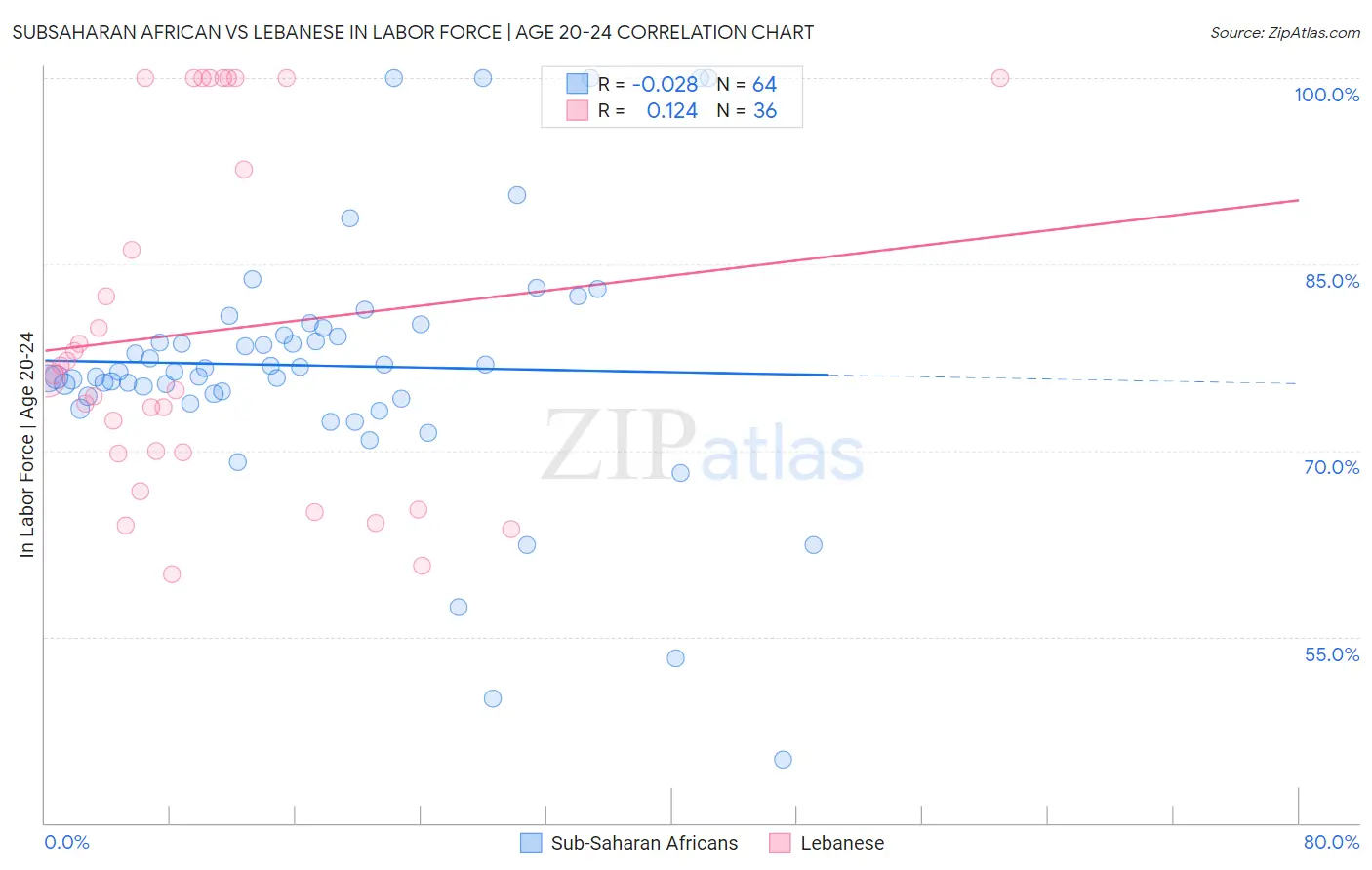 Subsaharan African vs Lebanese In Labor Force | Age 20-24