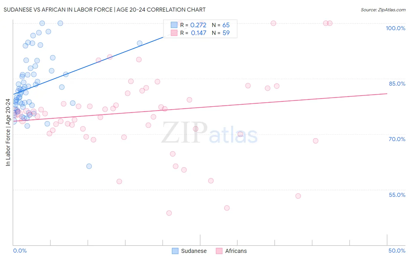Sudanese vs African In Labor Force | Age 20-24
