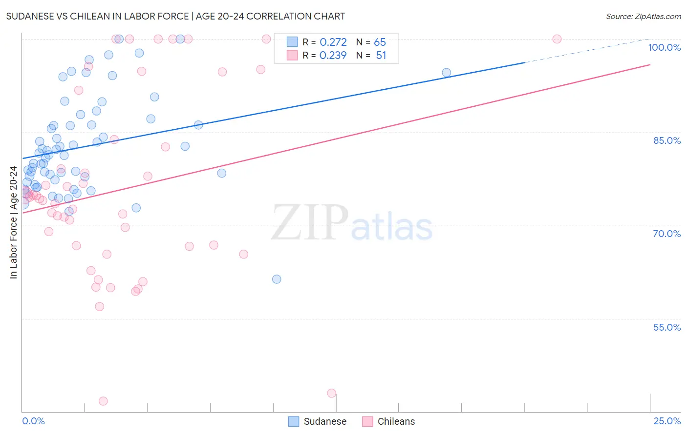 Sudanese vs Chilean In Labor Force | Age 20-24