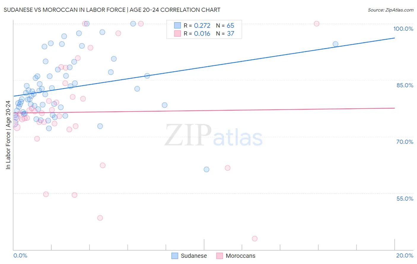 Sudanese vs Moroccan In Labor Force | Age 20-24