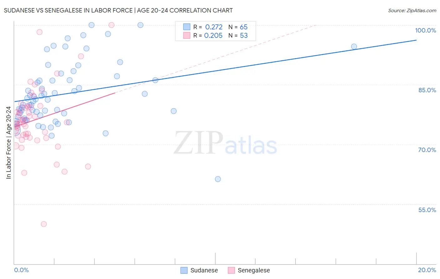 Sudanese vs Senegalese In Labor Force | Age 20-24