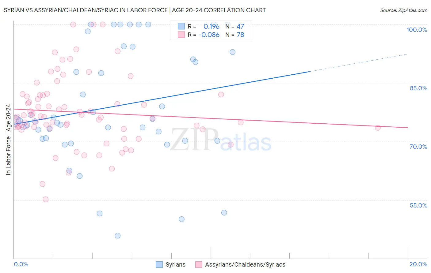 Syrian vs Assyrian/Chaldean/Syriac In Labor Force | Age 20-24