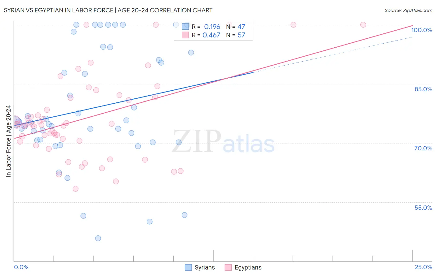 Syrian vs Egyptian In Labor Force | Age 20-24