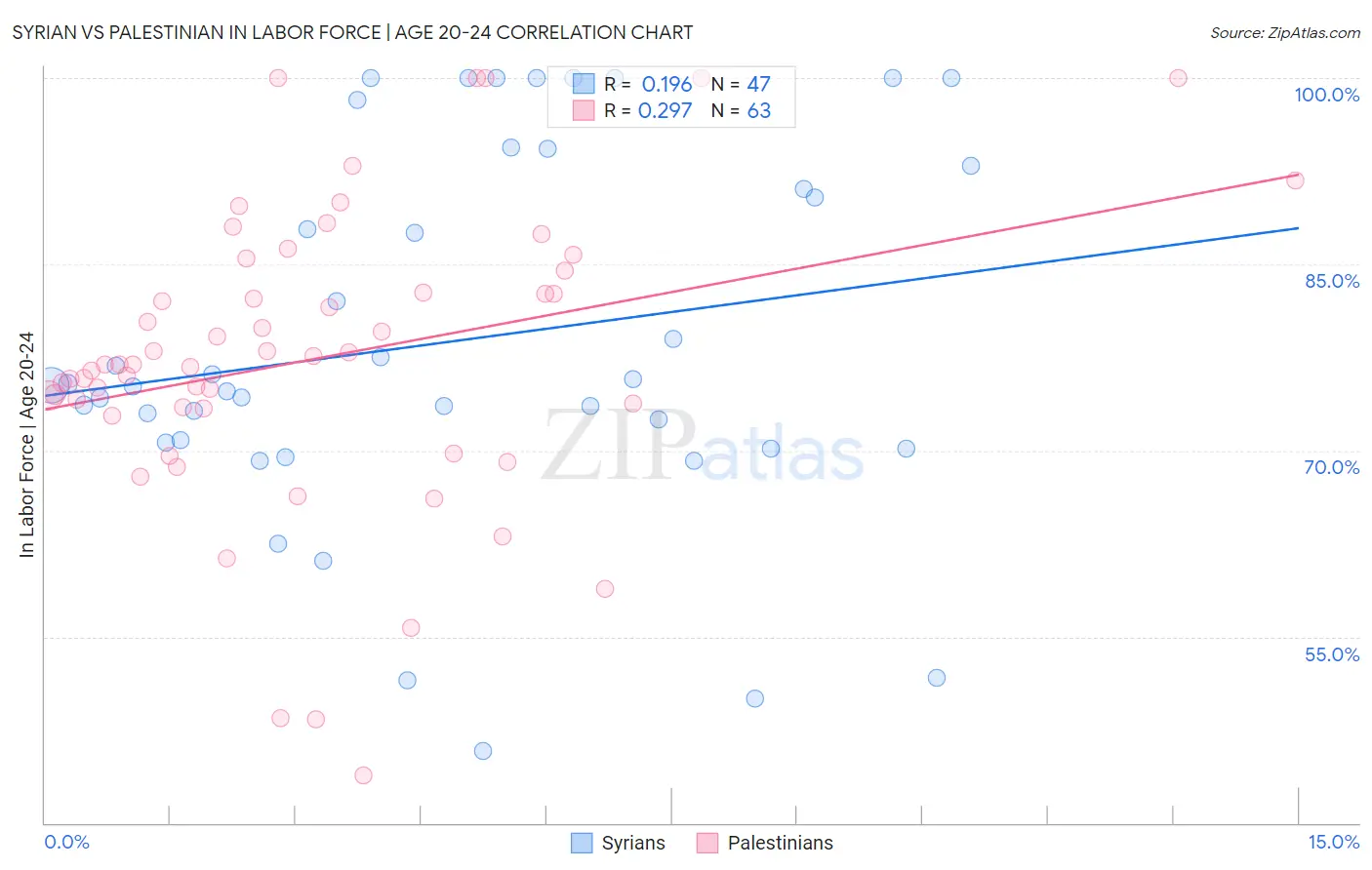 Syrian vs Palestinian In Labor Force | Age 20-24