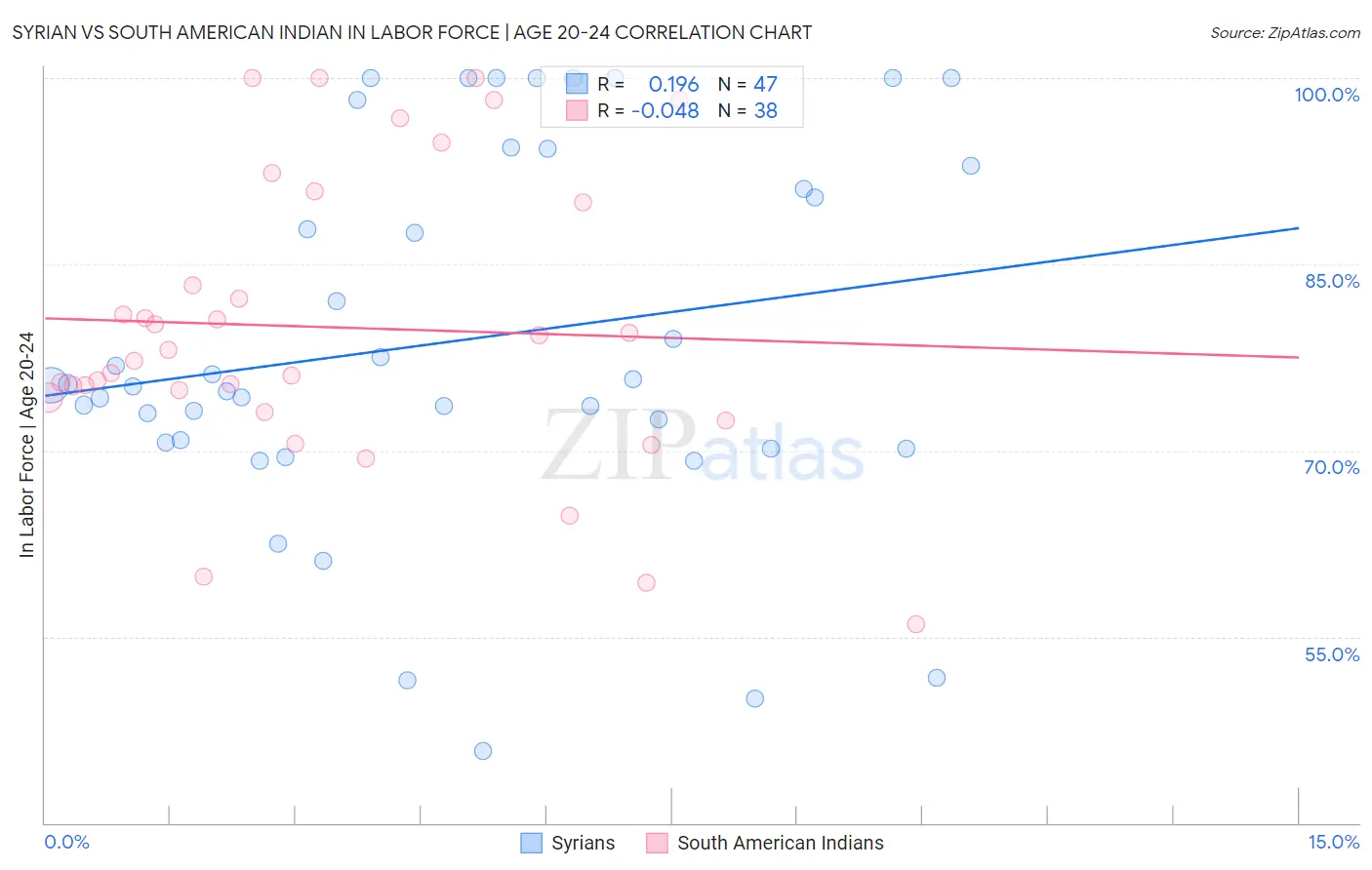 Syrian vs South American Indian In Labor Force | Age 20-24