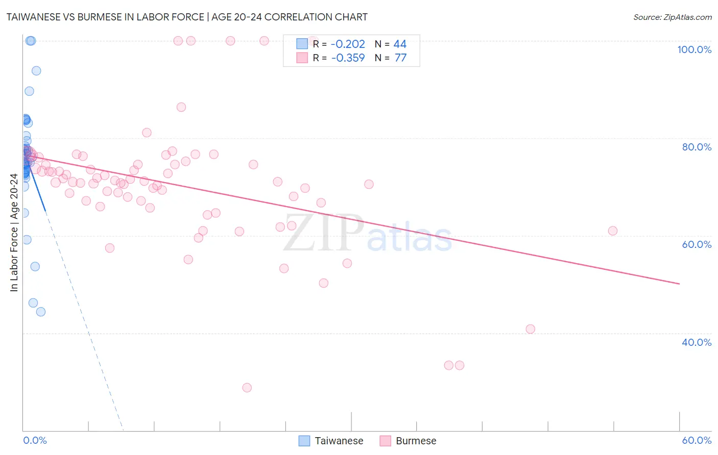 Taiwanese vs Burmese In Labor Force | Age 20-24