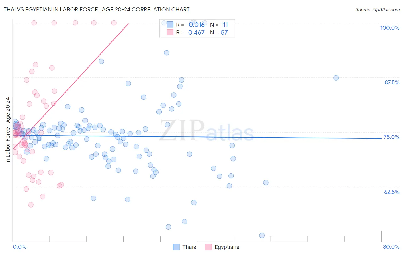 Thai vs Egyptian In Labor Force | Age 20-24