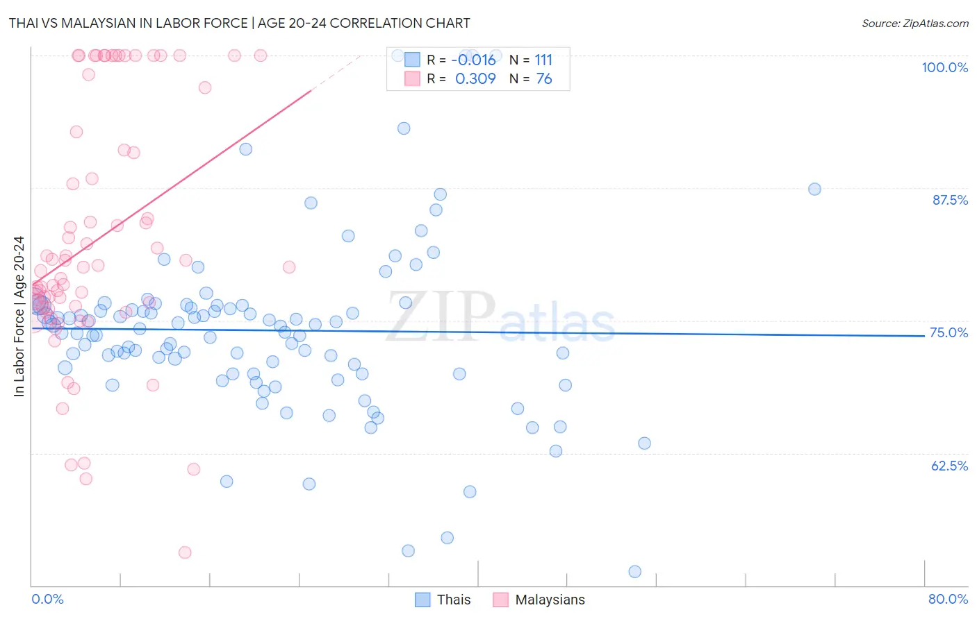 Thai vs Malaysian In Labor Force | Age 20-24