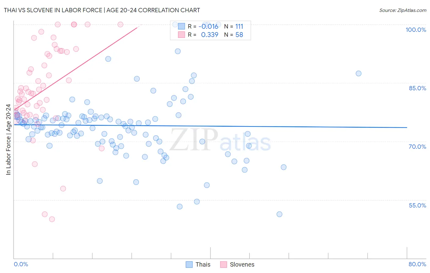 Thai vs Slovene In Labor Force | Age 20-24