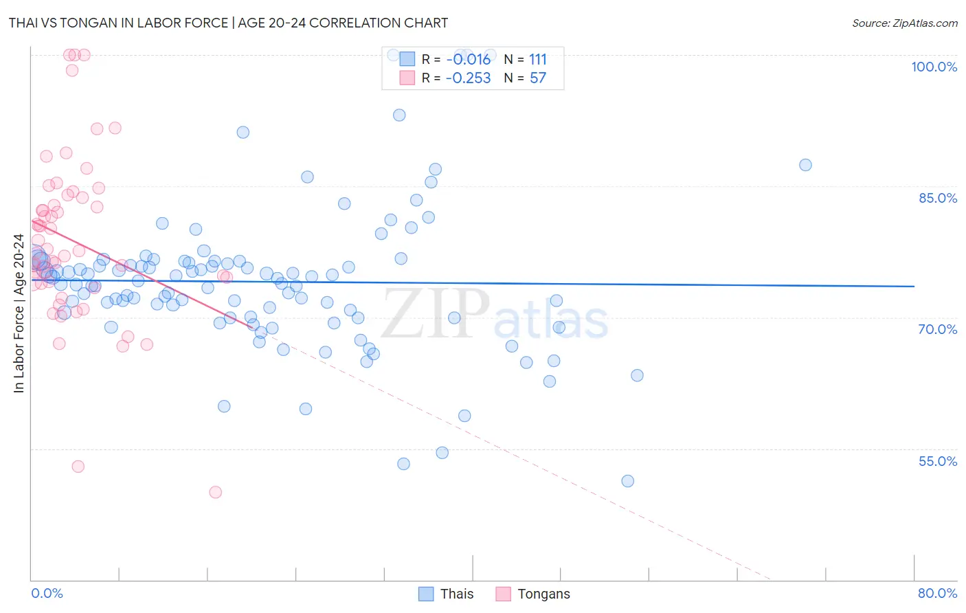 Thai vs Tongan In Labor Force | Age 20-24