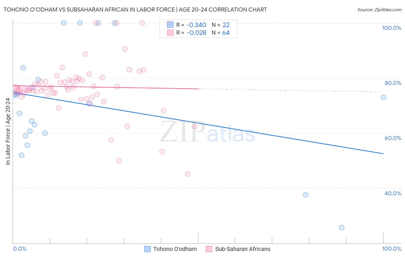 Tohono O'odham vs Subsaharan African In Labor Force | Age 20-24