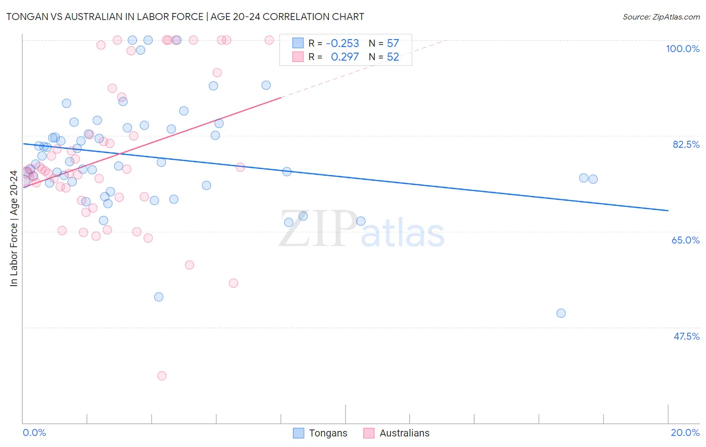 Tongan vs Australian In Labor Force | Age 20-24