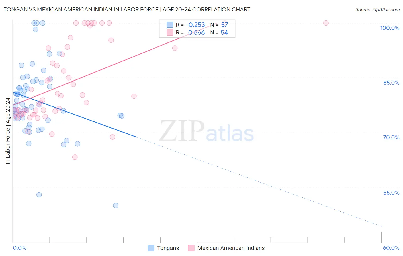 Tongan vs Mexican American Indian In Labor Force | Age 20-24
