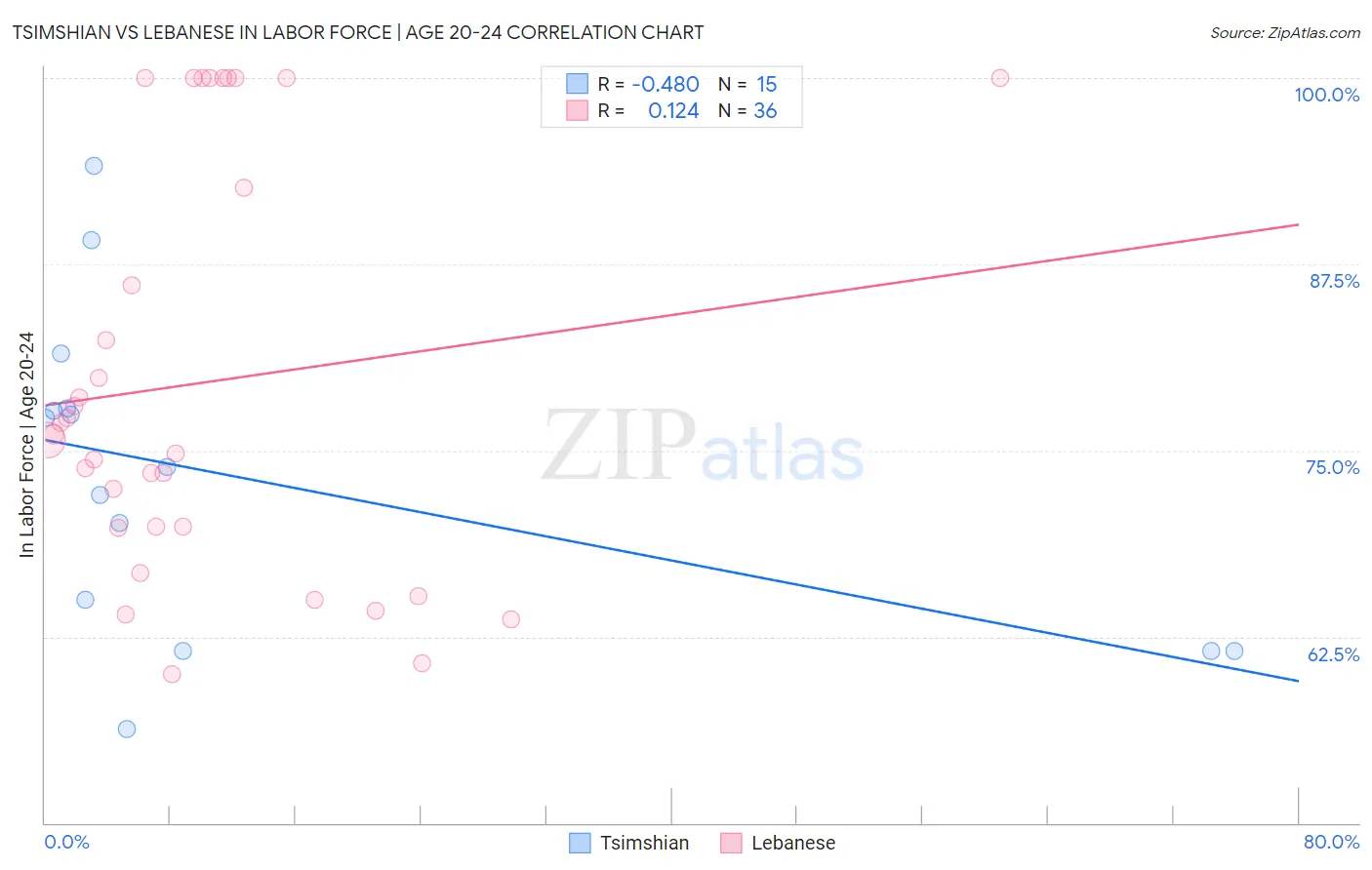 Tsimshian vs Lebanese In Labor Force | Age 20-24