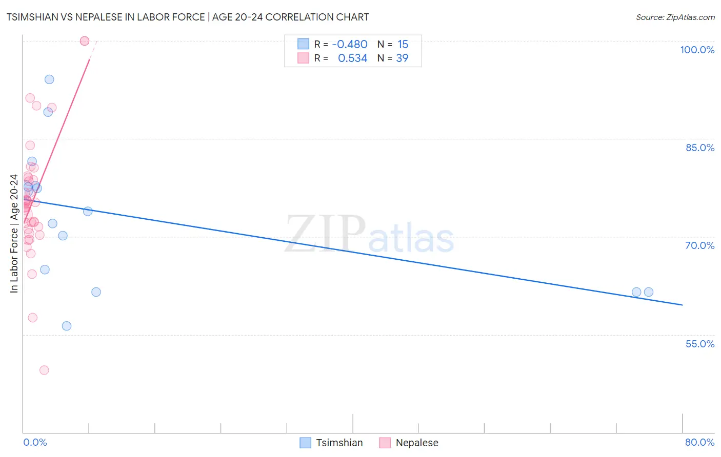 Tsimshian vs Nepalese In Labor Force | Age 20-24