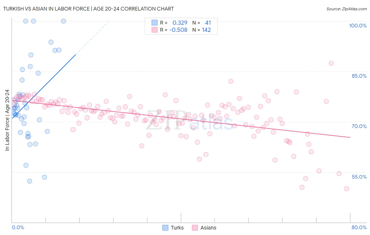 Turkish vs Asian In Labor Force | Age 20-24