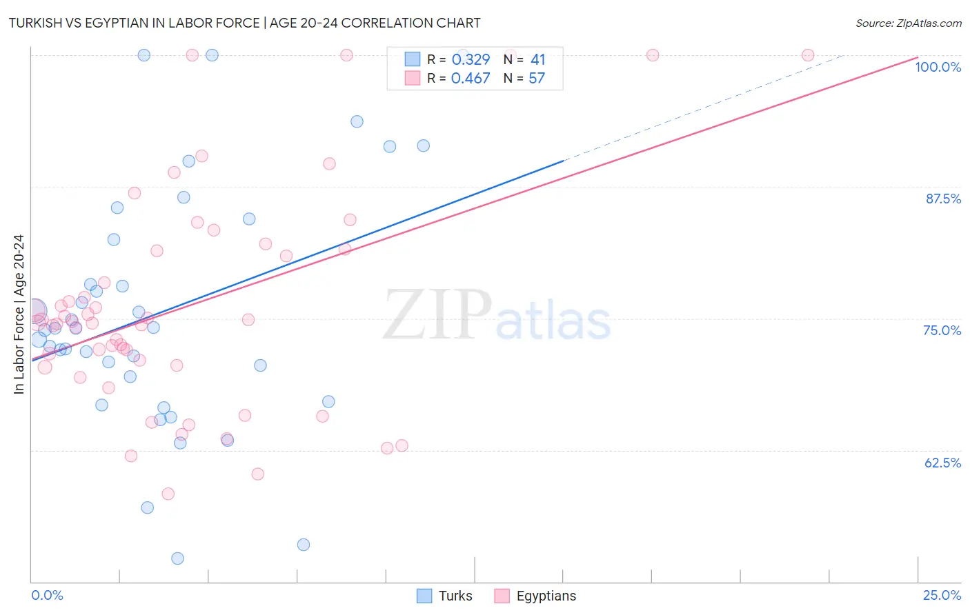 Turkish vs Egyptian In Labor Force | Age 20-24