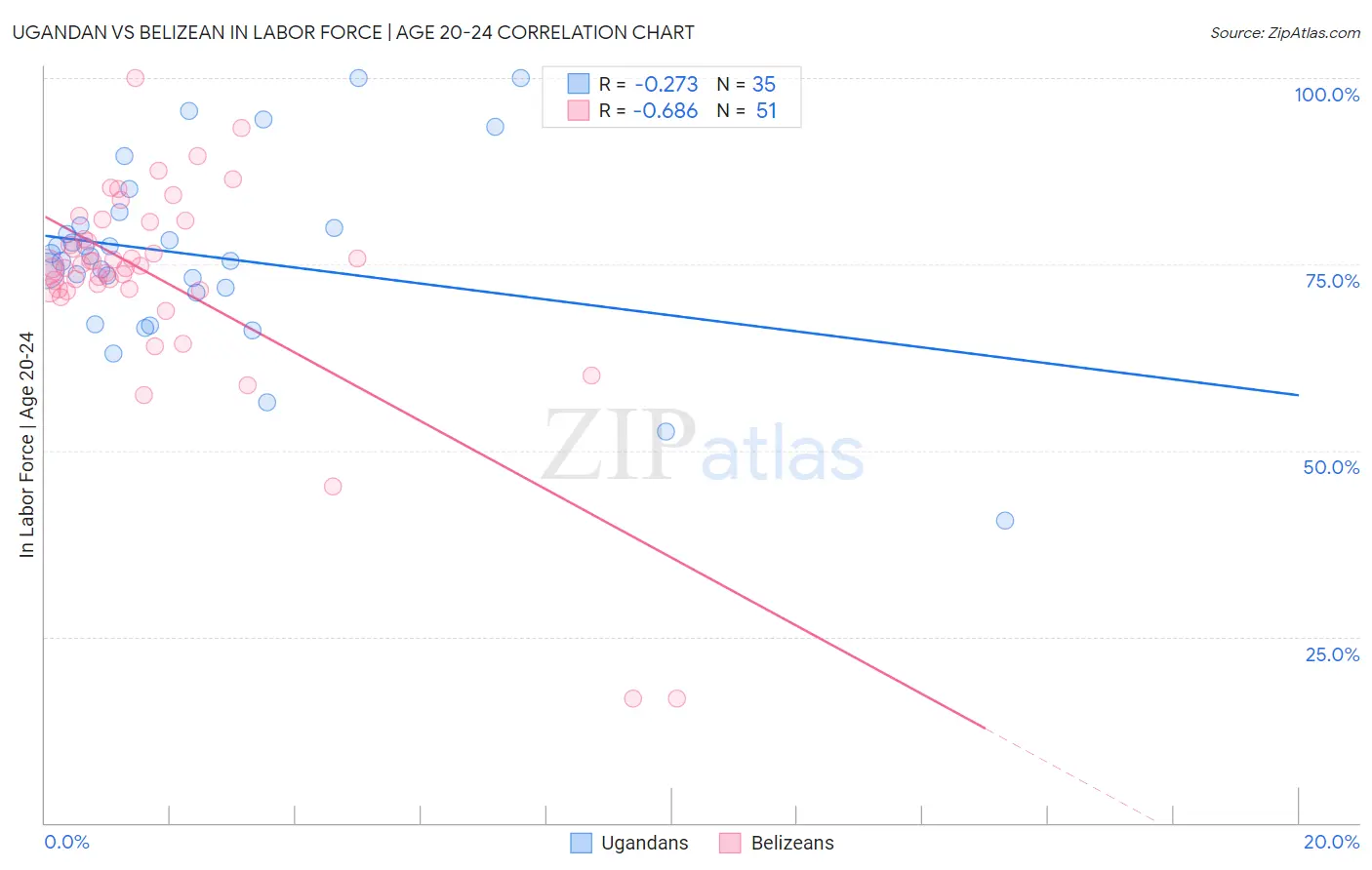 Ugandan vs Belizean In Labor Force | Age 20-24