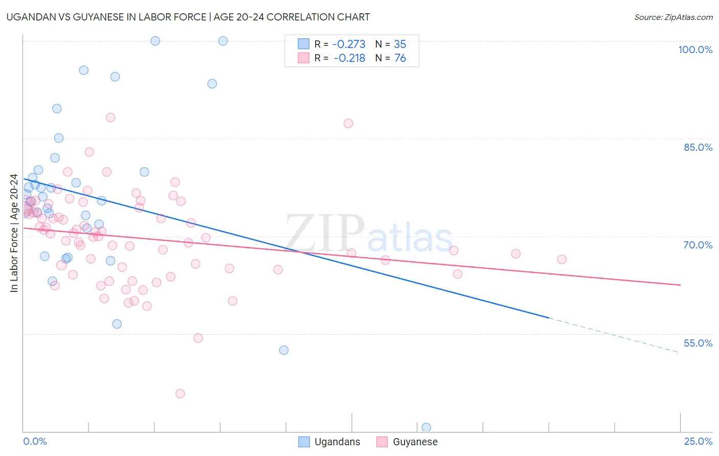 Ugandan vs Guyanese In Labor Force | Age 20-24