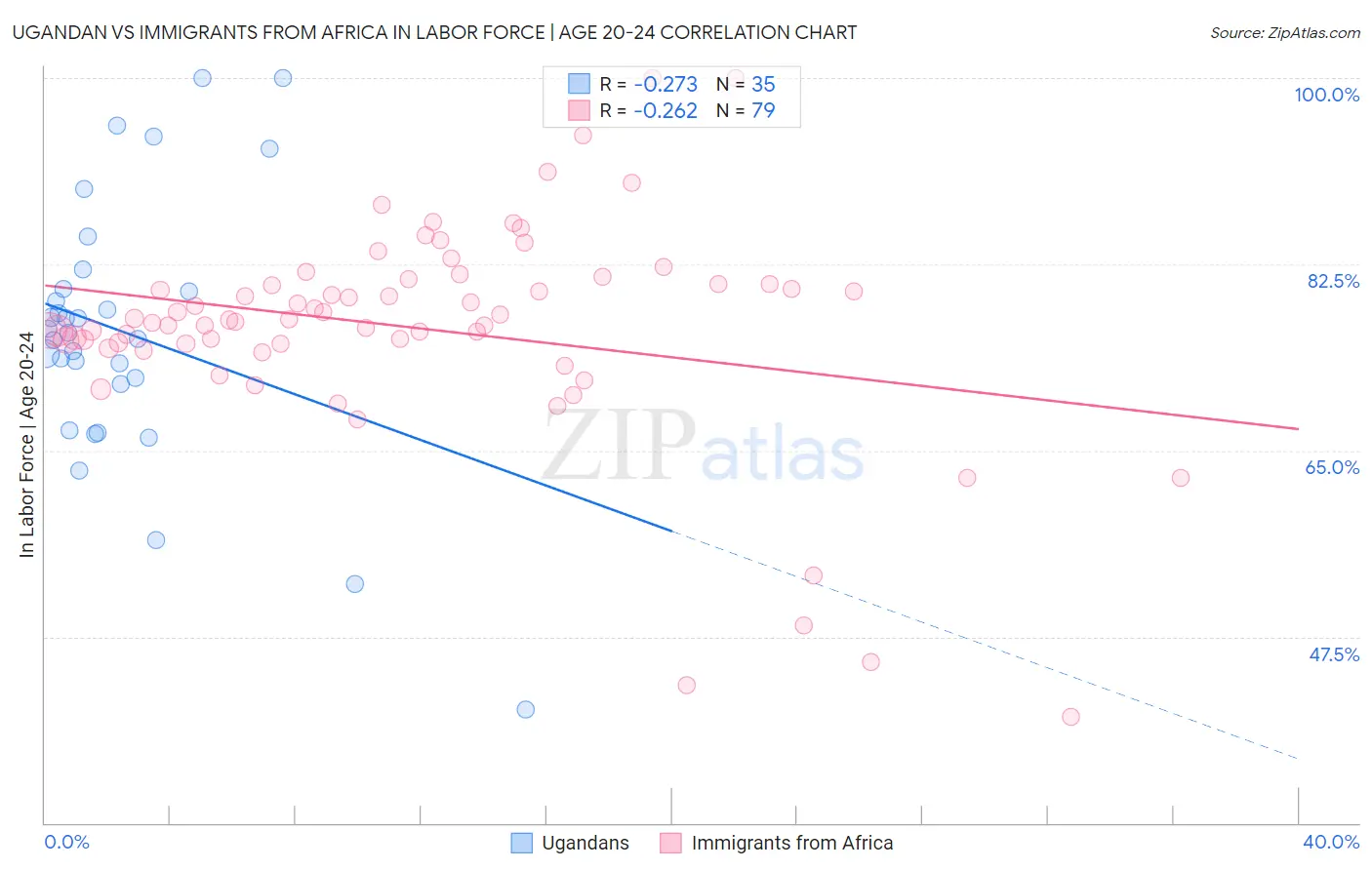 Ugandan vs Immigrants from Africa In Labor Force | Age 20-24