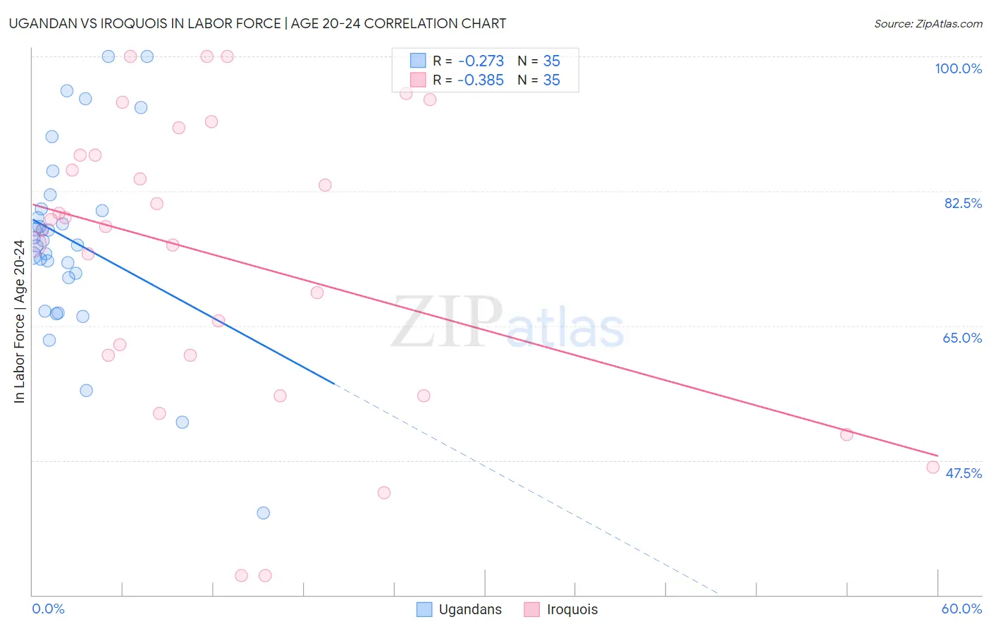 Ugandan vs Iroquois In Labor Force | Age 20-24