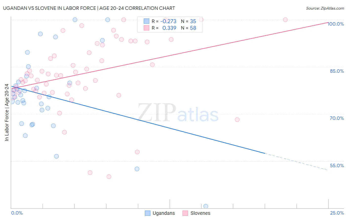 Ugandan vs Slovene In Labor Force | Age 20-24