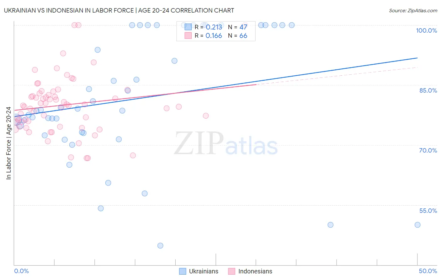 Ukrainian vs Indonesian In Labor Force | Age 20-24