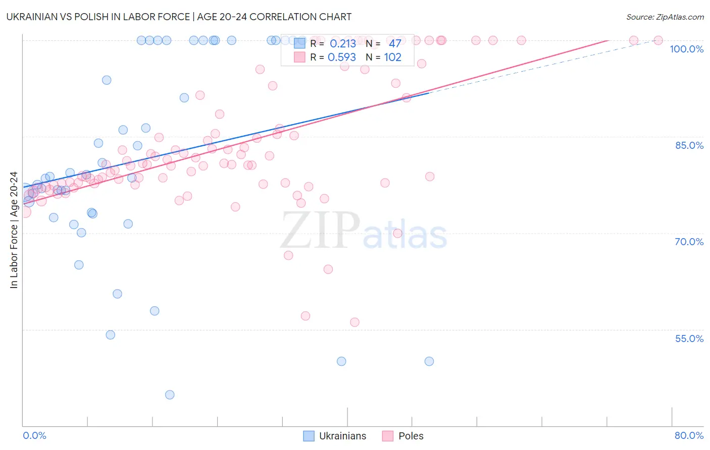 Ukrainian vs Polish In Labor Force | Age 20-24