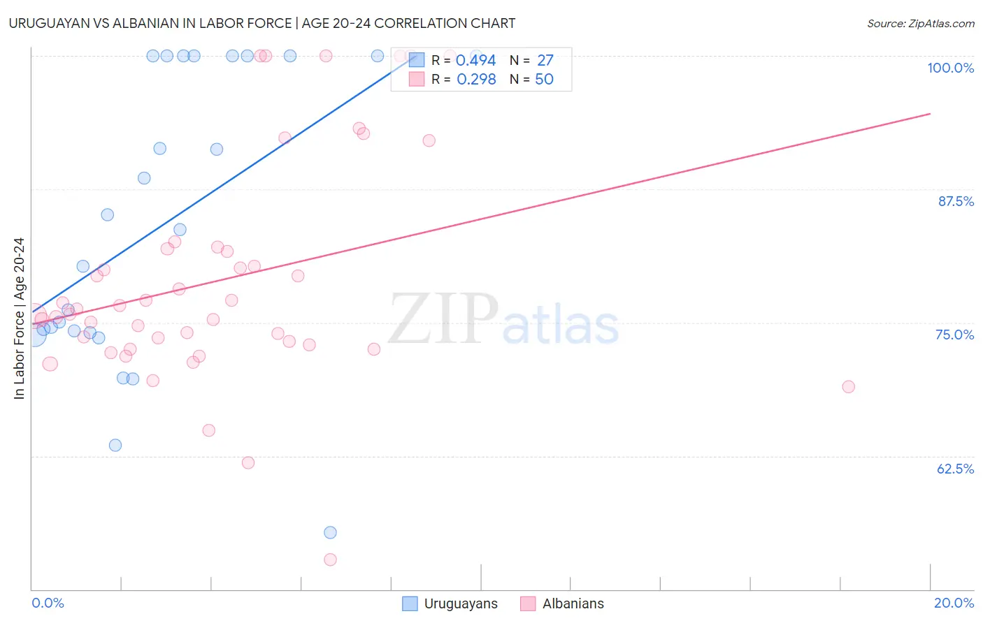 Uruguayan vs Albanian In Labor Force | Age 20-24
