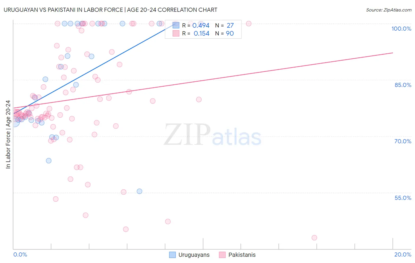 Uruguayan vs Pakistani In Labor Force | Age 20-24