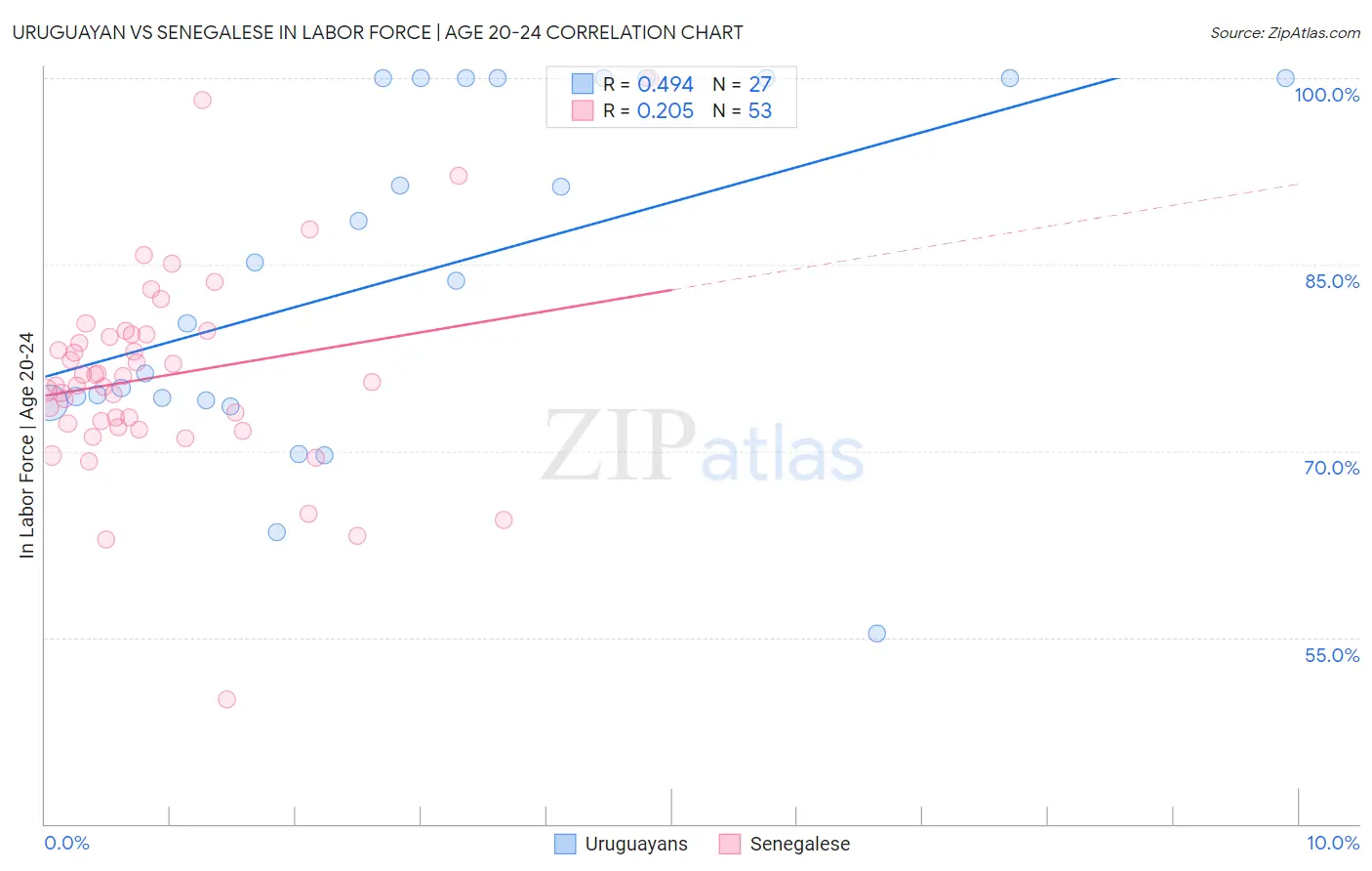 Uruguayan vs Senegalese In Labor Force | Age 20-24