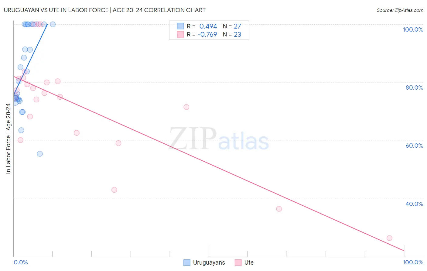 Uruguayan vs Ute In Labor Force | Age 20-24