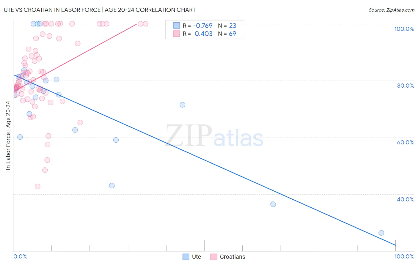Ute vs Croatian In Labor Force | Age 20-24